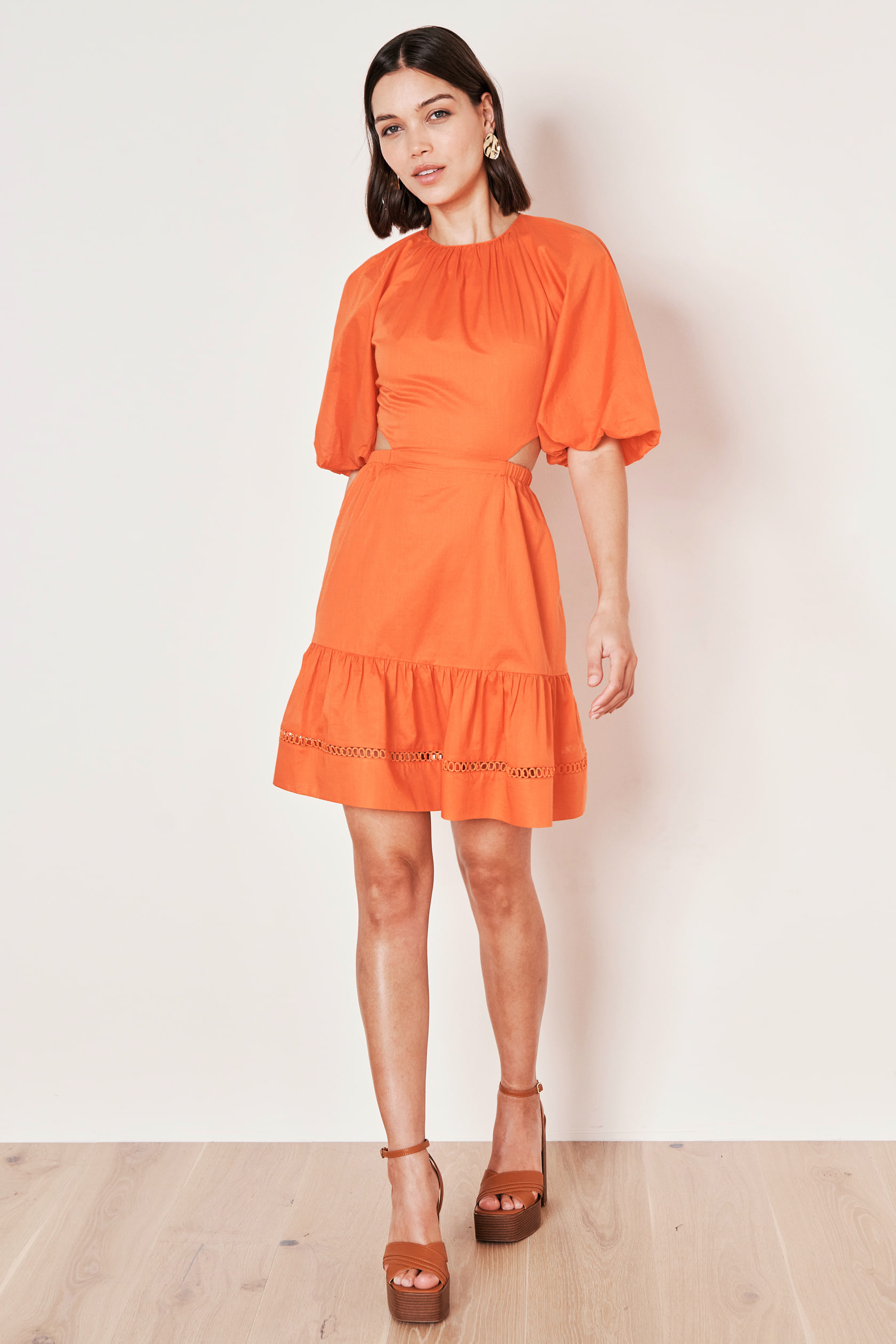 orange mini dress with puff sleeves Lulus | Orange Corduroy Button-Front Mini Dress | Womens | Small (Available in XXS, XS, M, L, XL)