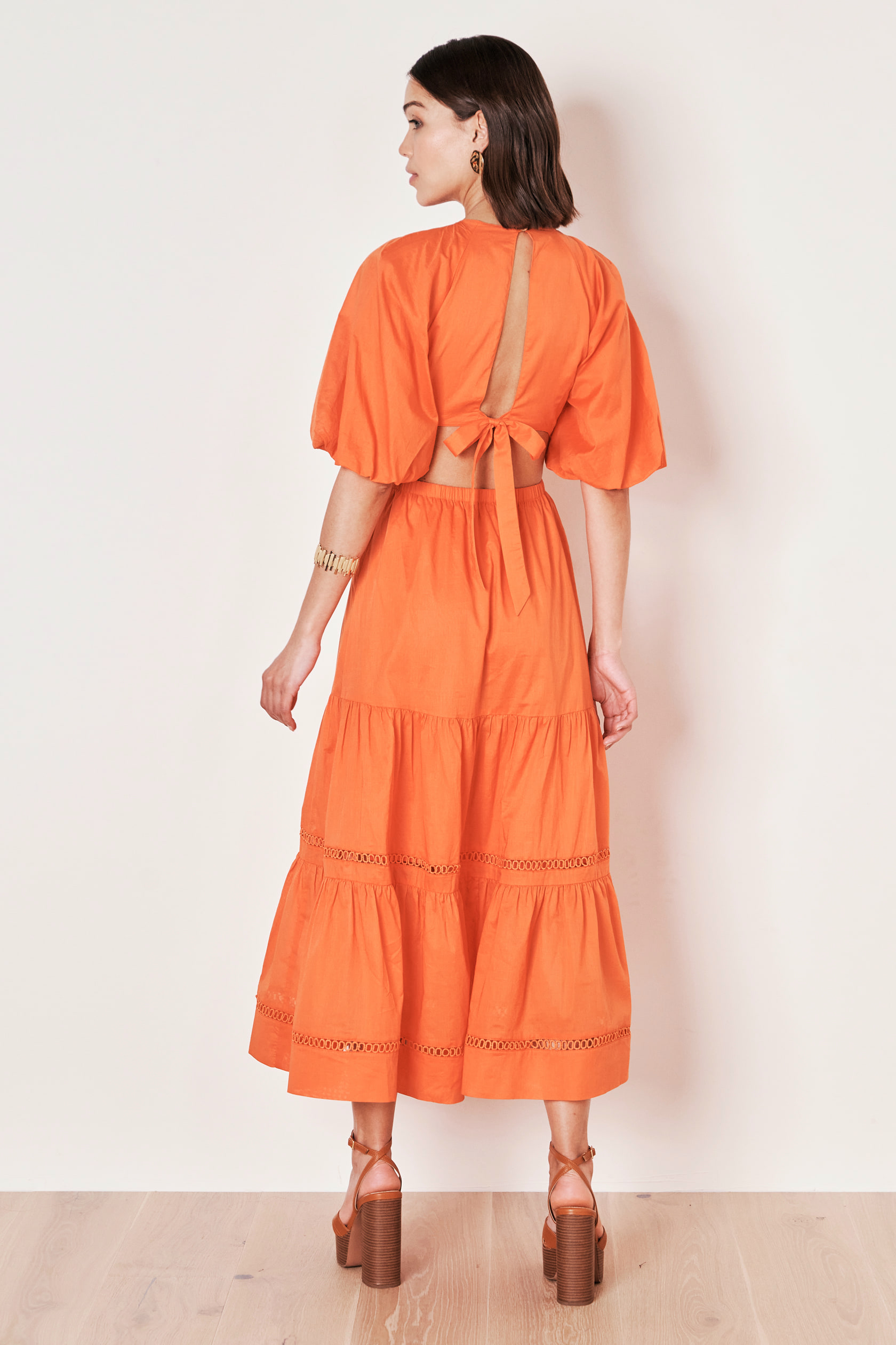 CLAIRE LUISE® Maxi dress balloon sleeves in orange