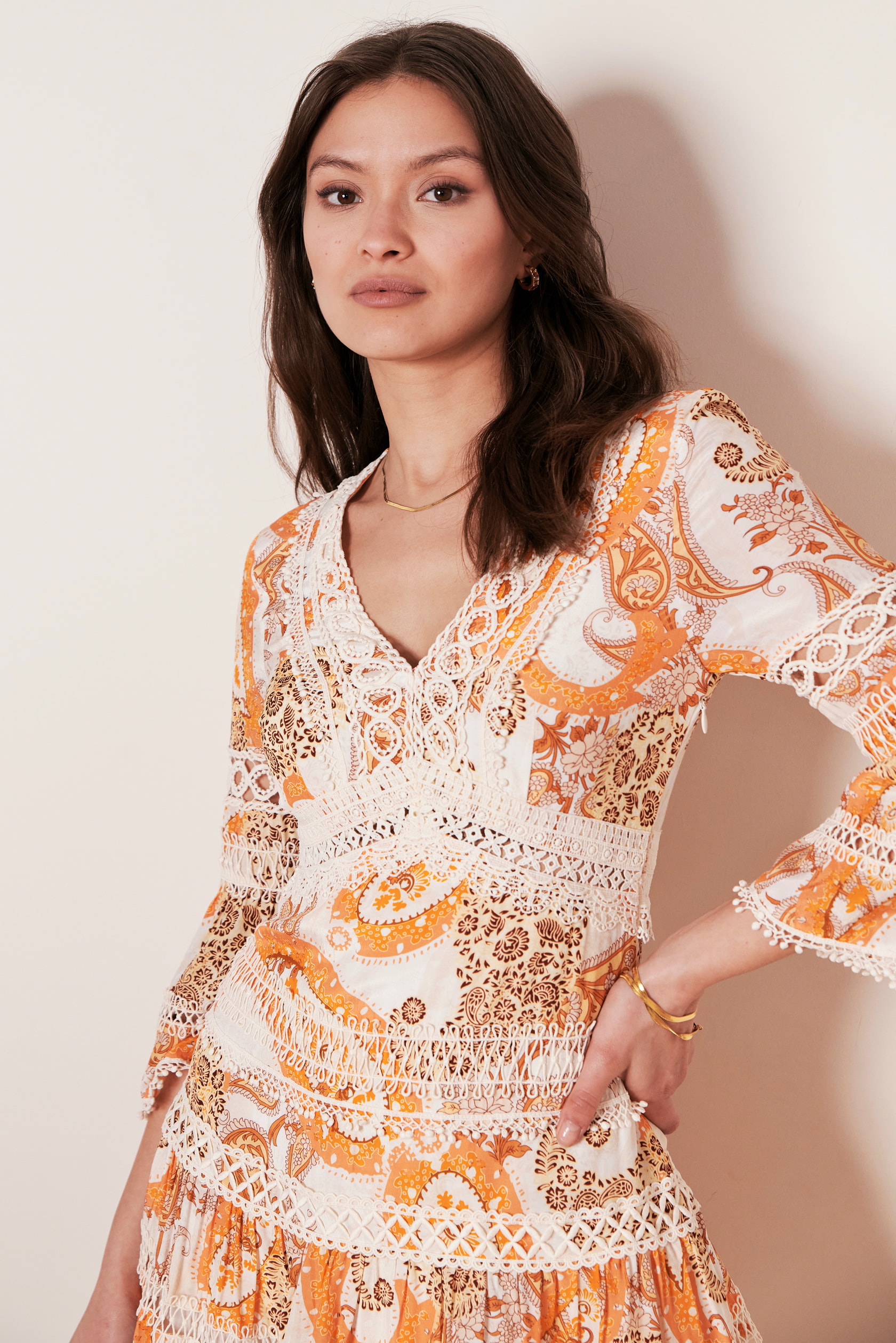 CLAIRE LUISE® Paisley pattern summer dress in orange