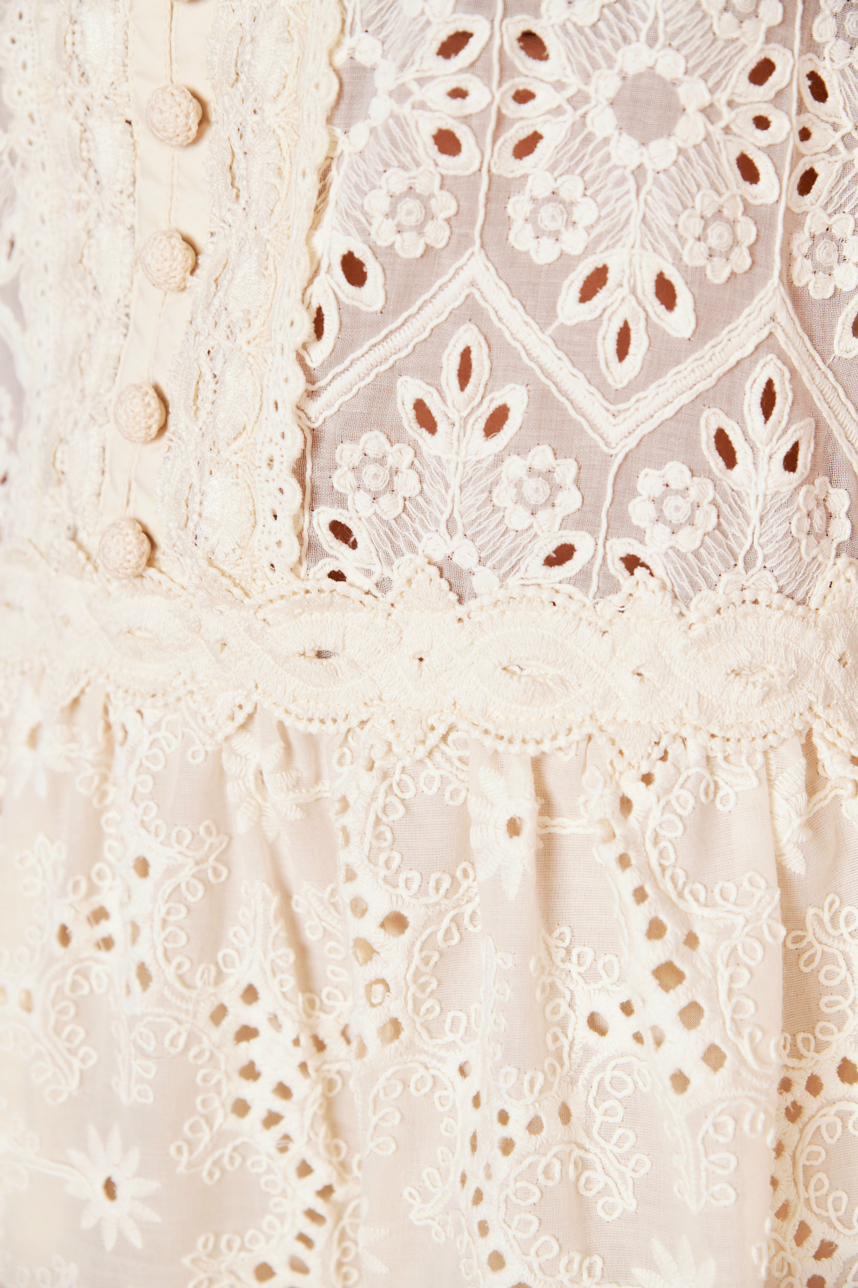 white beige lace dress Beige Floral Lace Midi Dress main image 1