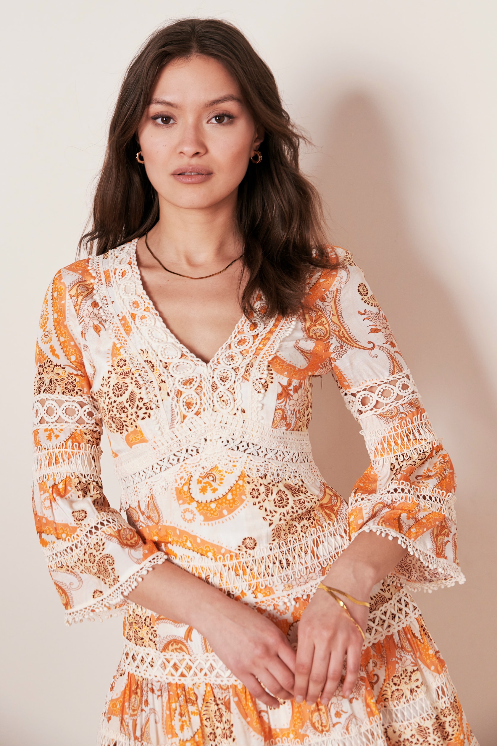 CLAIRE LUISE® Paisley pattern summer dress in orange
