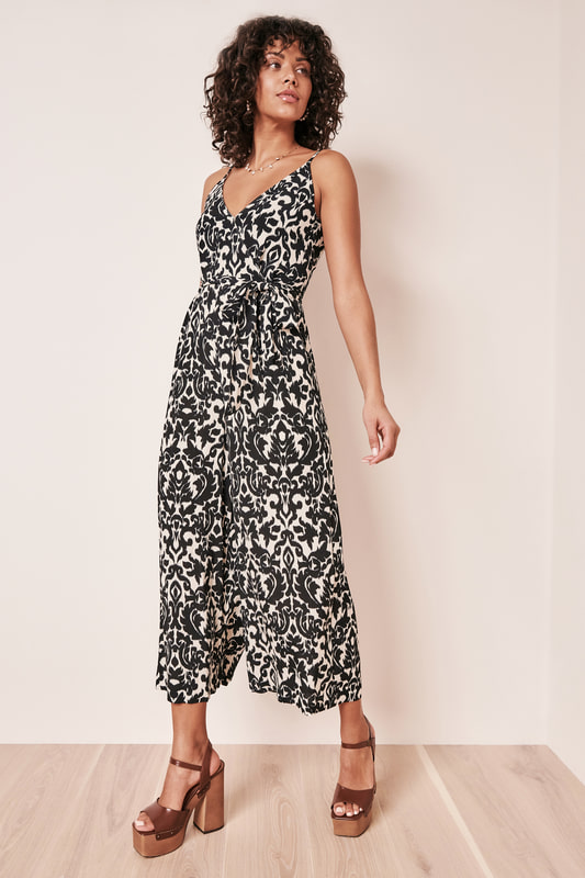 CLAIRE LUISE Graphic jumpsuit in black
