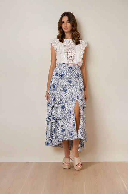 Long volant skirt