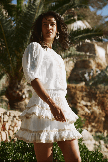 Blouse with embroidered lace