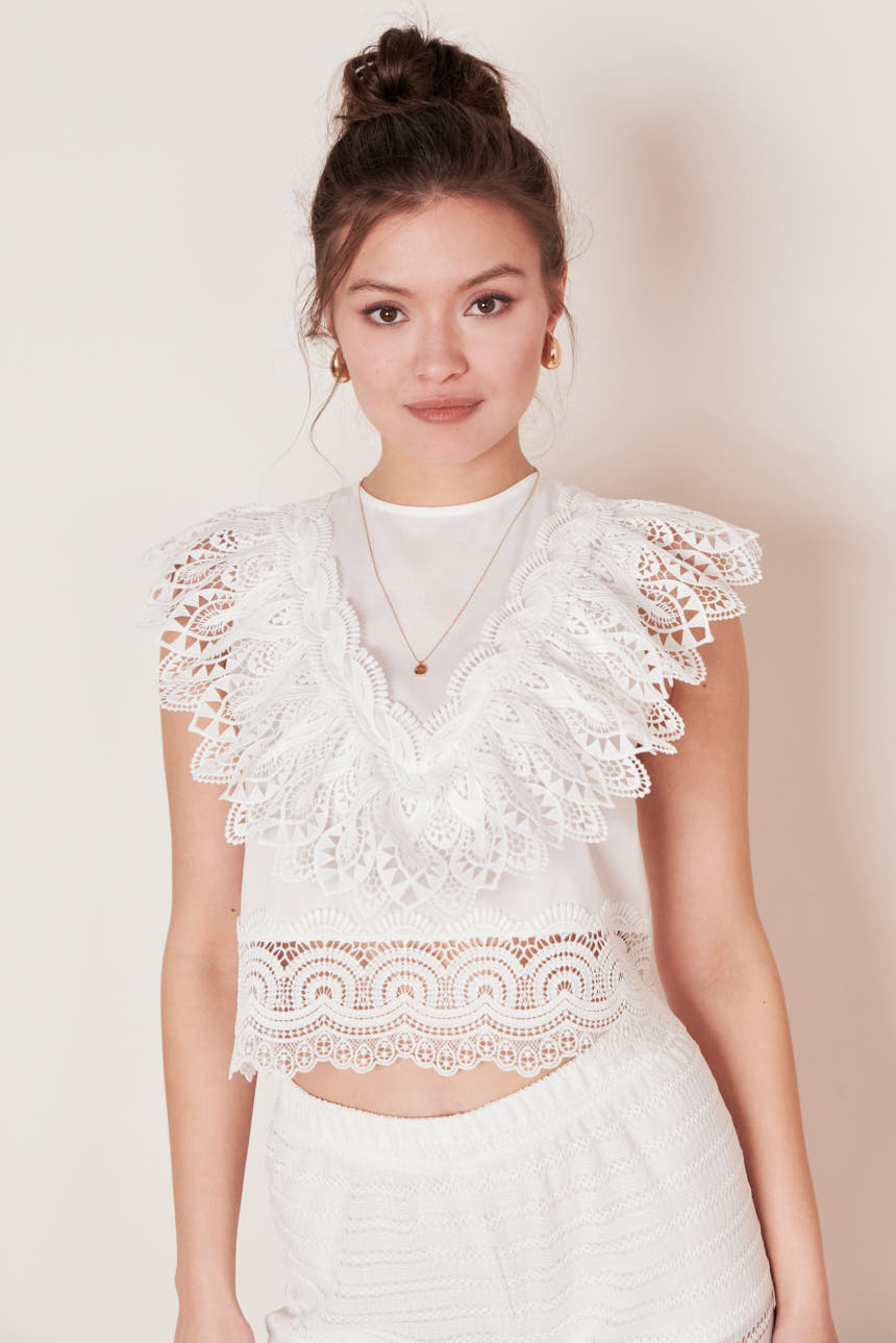 Blouse with lace