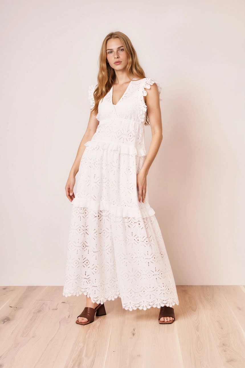 Rüschenkleid mit Lochspitze