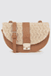 Half-moon bag with raffia