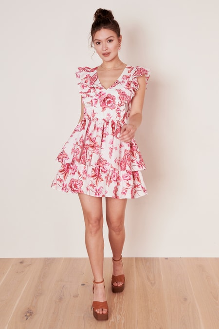 Florales Minikleid mit Volants