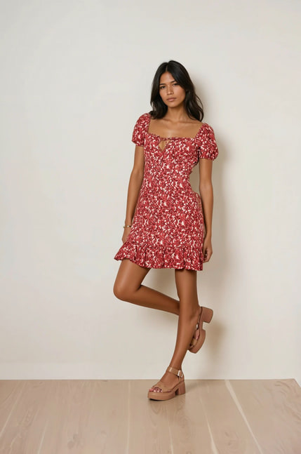 Kleid mit Karreeausschnitt