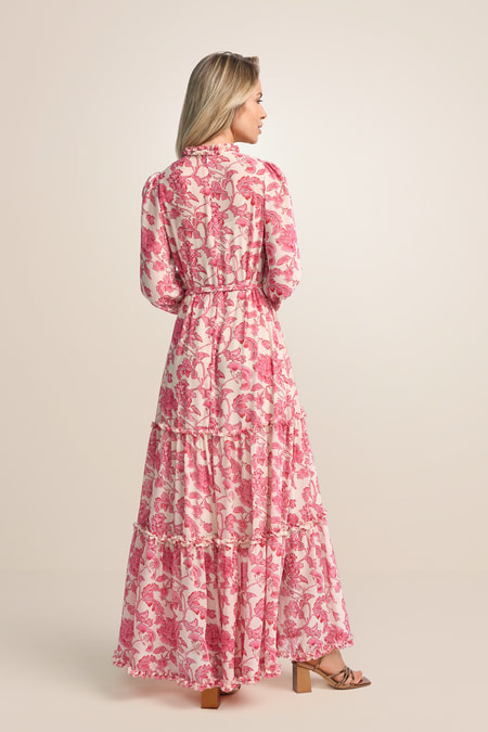 Florales Rüschen Maxikleid