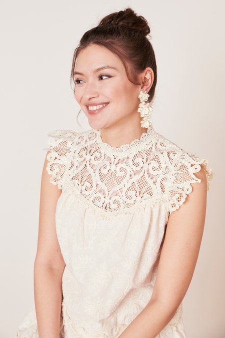Mini dress lace embroidery