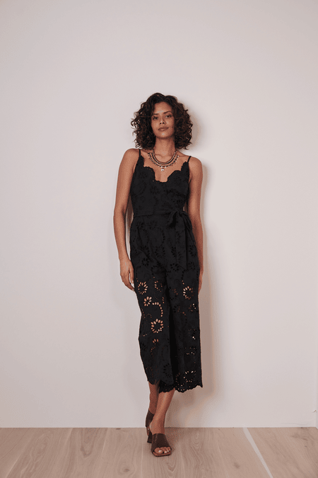 Jumpsuit with lace holes