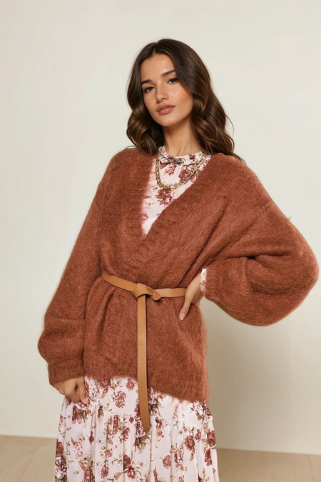 Strickjacke mit Ballonärmel