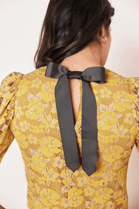 Yellow lace blouse sale