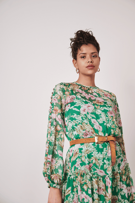CLAIRE LUISE Floral summer dress in green