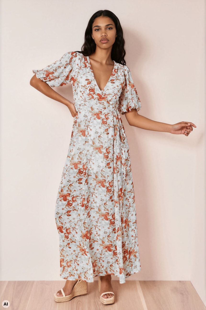 Flower wrap dress
