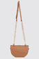 Half-moon bag with raffia