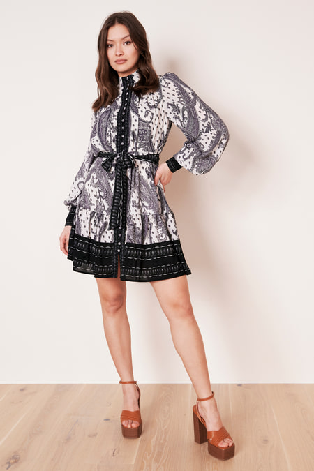 Paisley dress with button bar