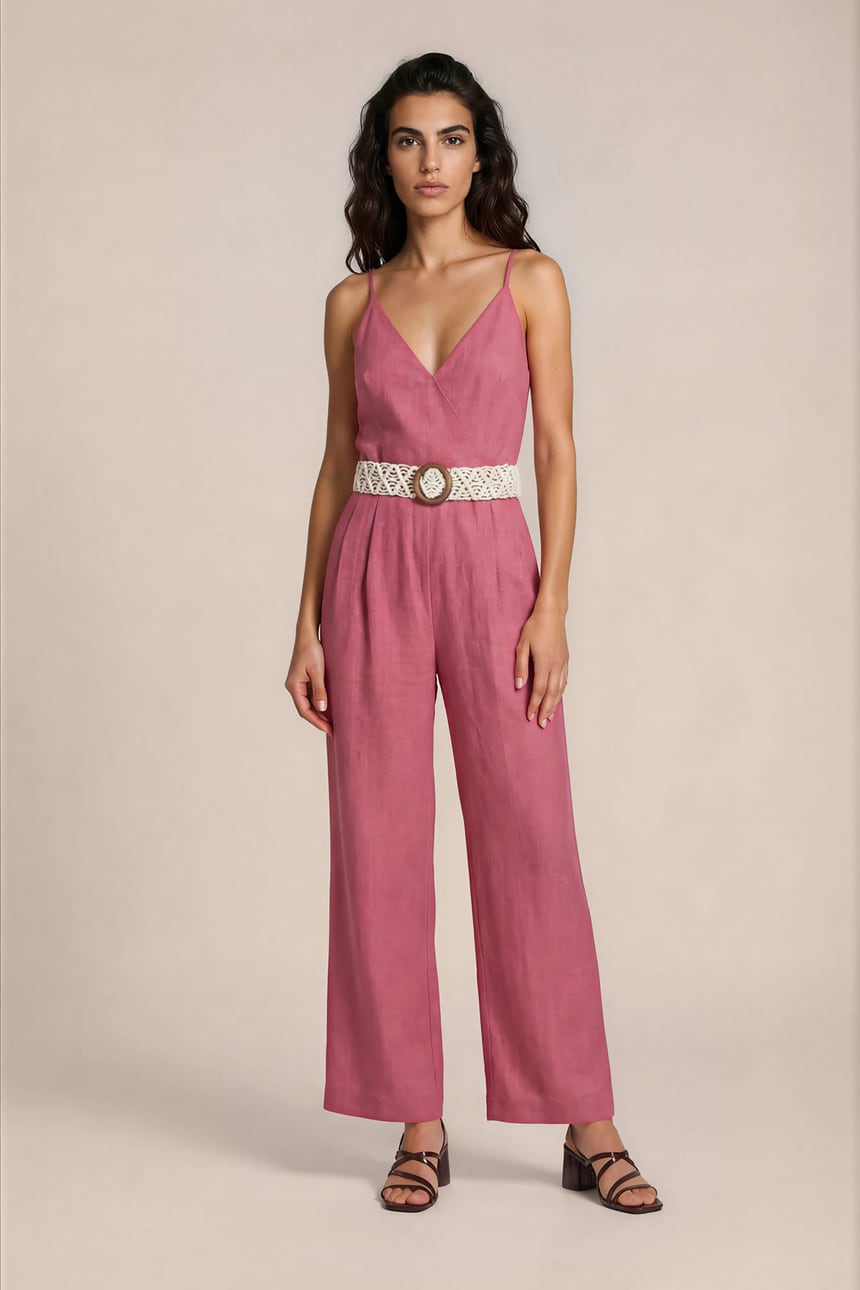 Jumpsuit with V-necklin