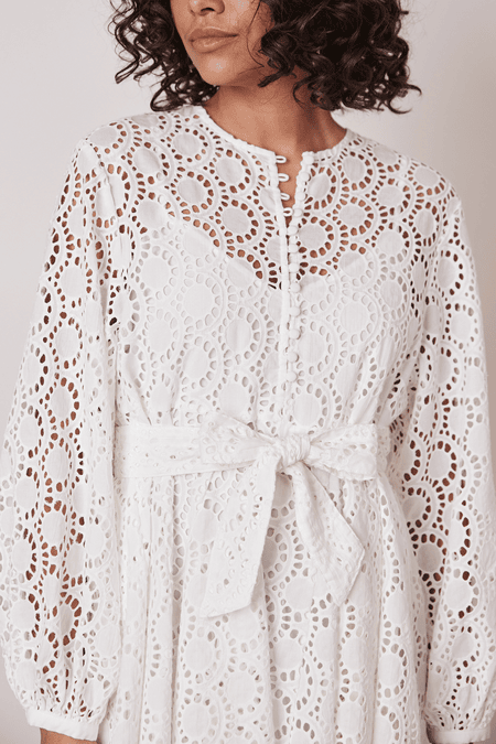 Long sleeve hole lace dress