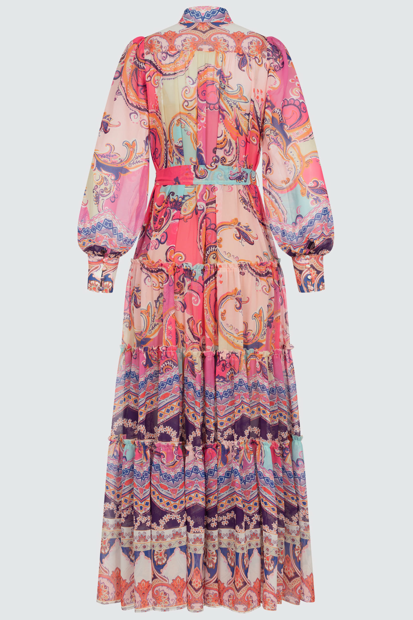 High-neck paisley dress