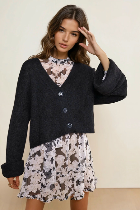 Strickjacke mit Oversize-Ärmel