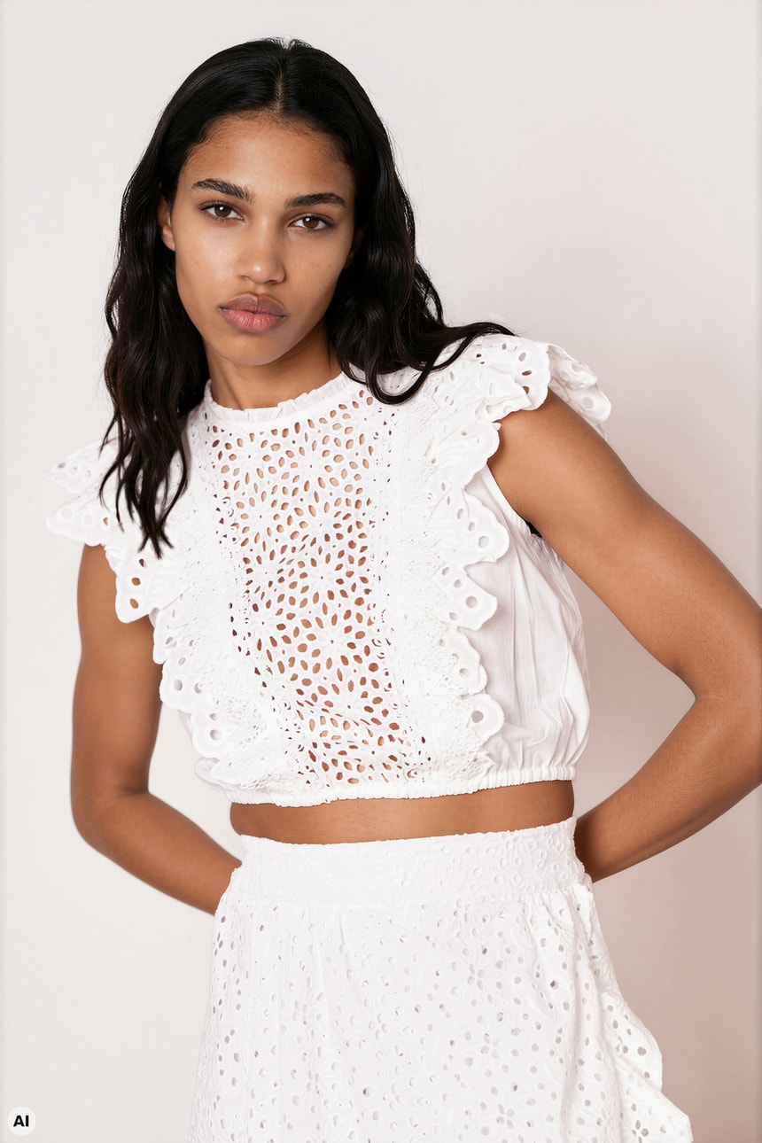 Bluse mit Lochspitze