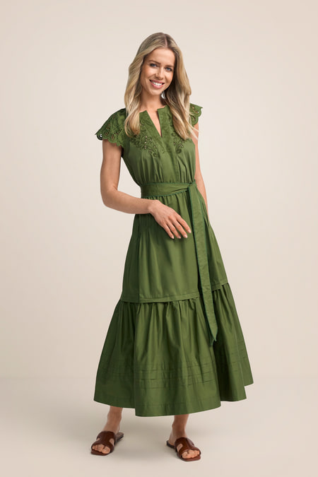 Midikleid mit Stickerei