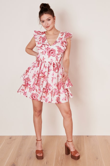 Floral minidress with flounces