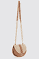 Half-moon bag with raffia