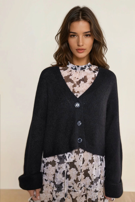 Strickjacke mit Oversize-Ärmel