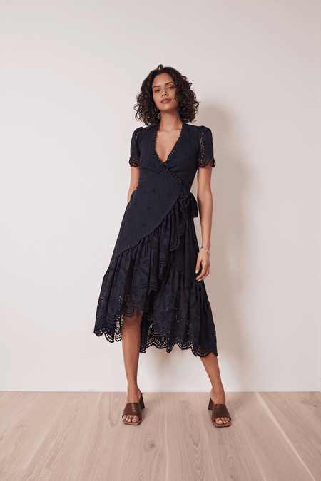 Black lace wrap dress sale