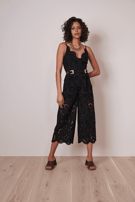 Jumpsuit with lace holes