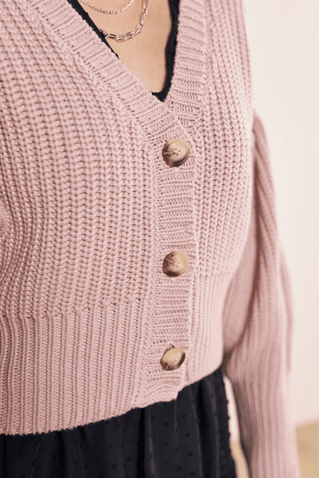CLAIRE LUISE Cardigan with merino wool in rose