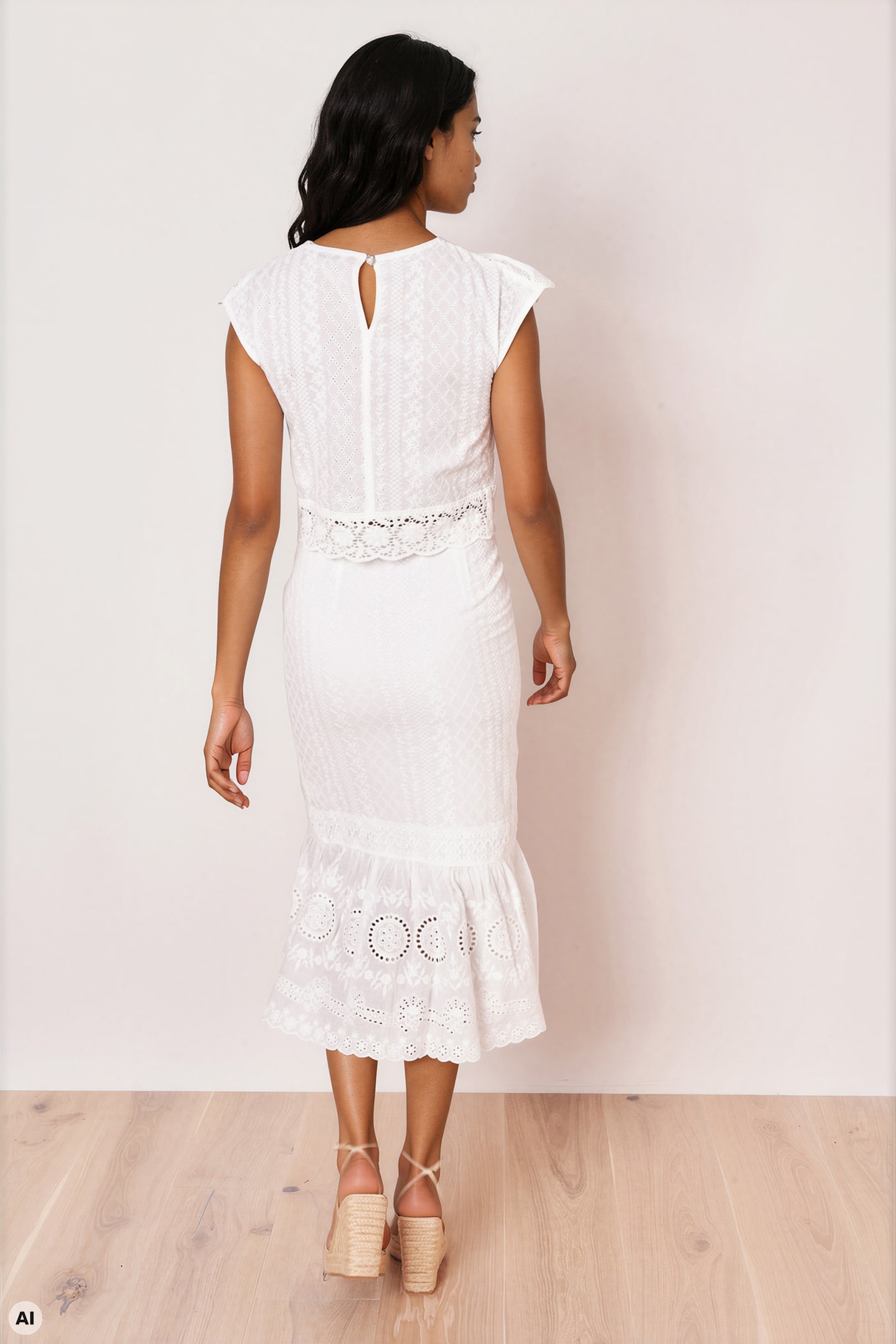 Midi skirt with lace hole