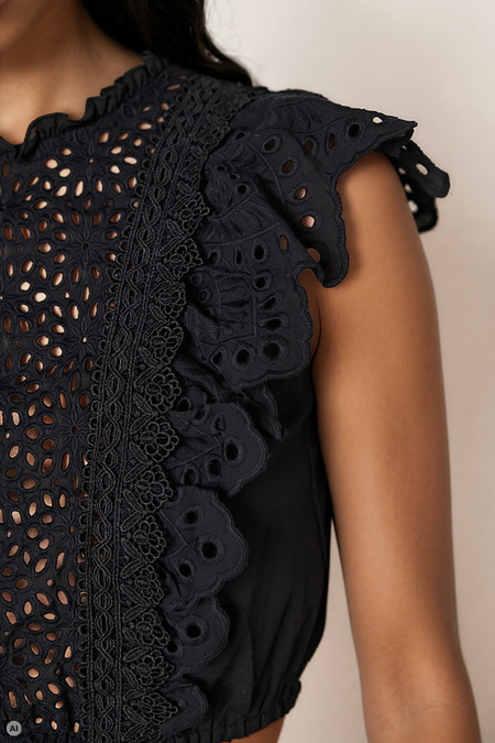 Bluse mit Lochspitze