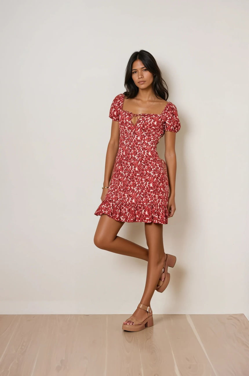 Kleid mit Karreeausschnitt
