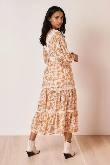 Spitzenbesetztes Maxikleid