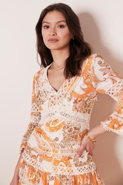 CLAIRE LUISE® Paisley pattern summer dress in orange