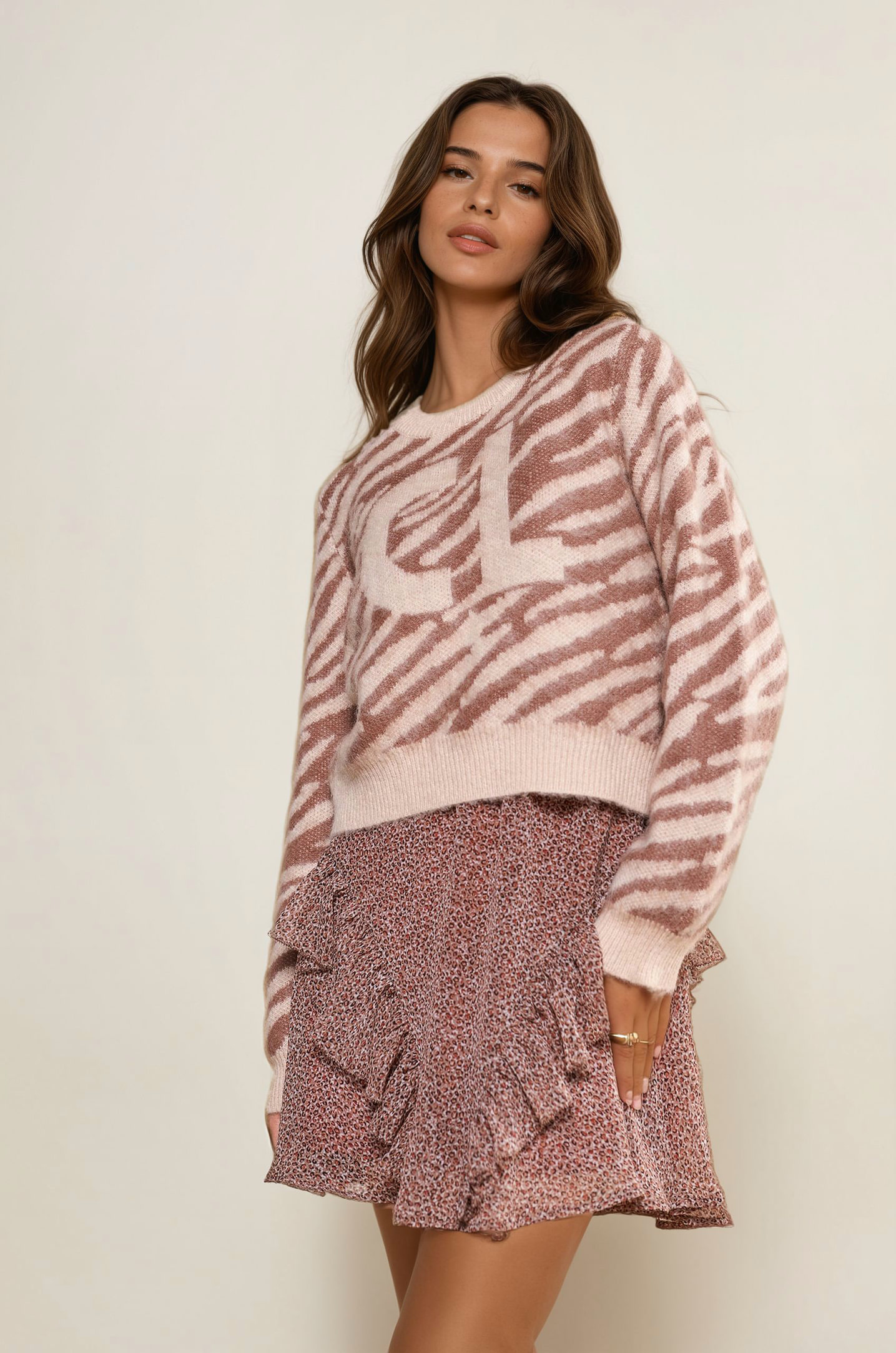 Strickpullover mit Animalprint