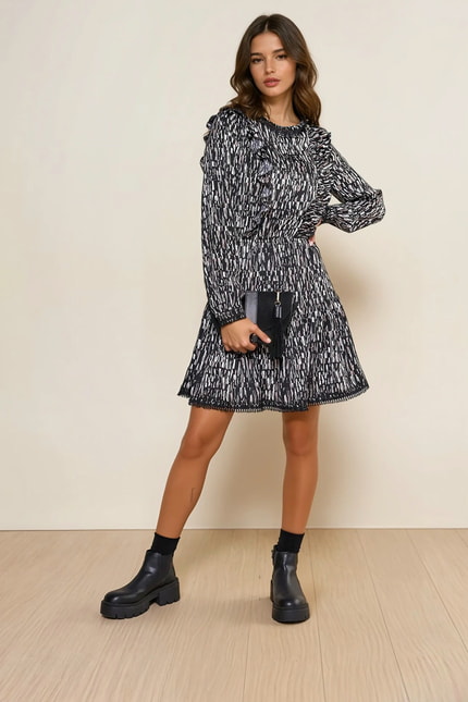Grafisches Langarmkleid