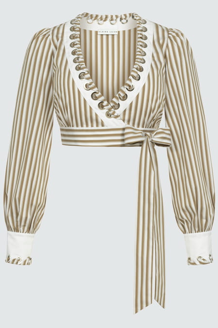 Gestreifte Wickelbluse