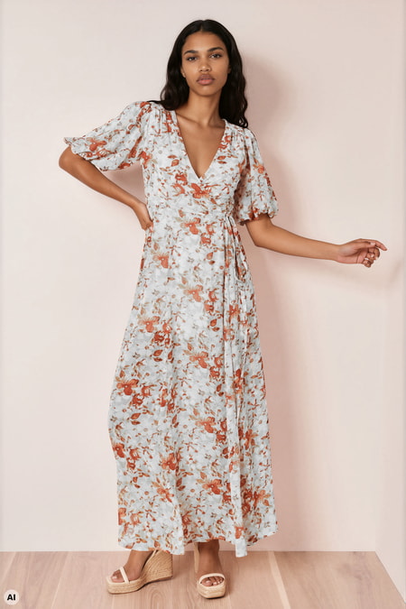 Blumiges Wickelkleid