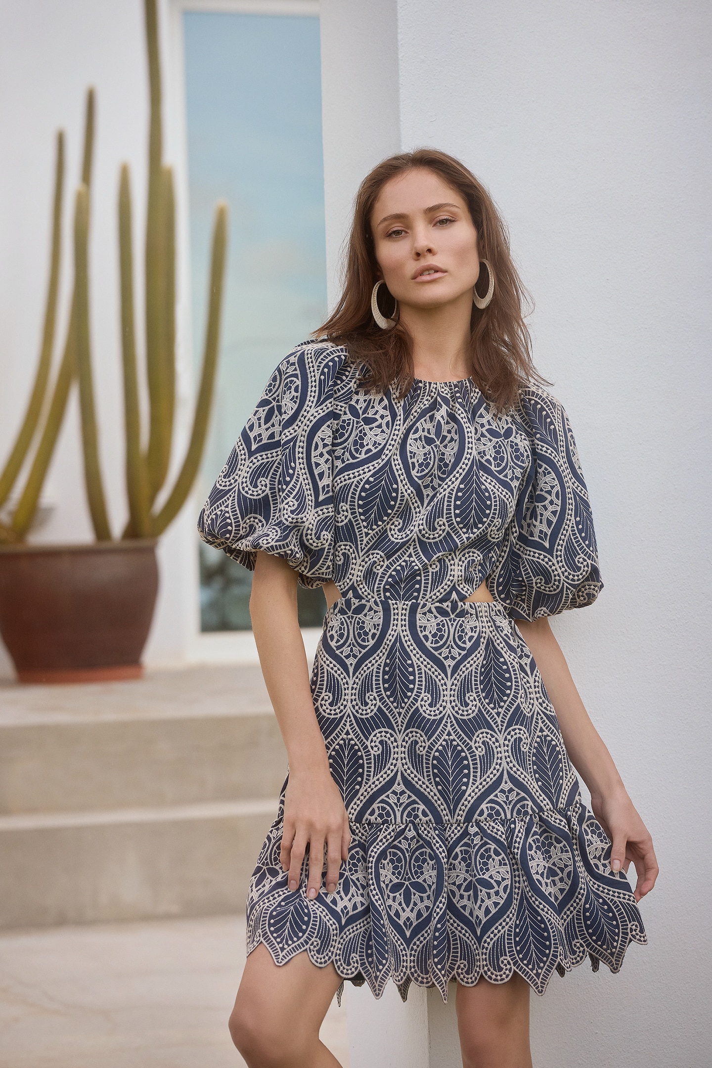 Mini dress with embroidery