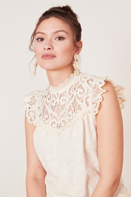 Mini dress lace embroidery