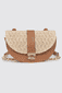 Half-moon bag with raffia