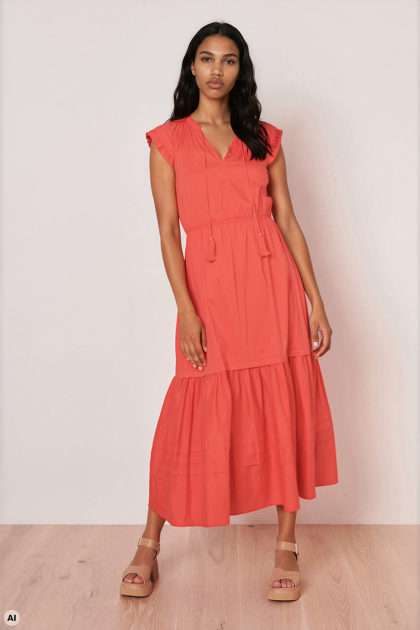 Luftiges Kleid mit Flügelärmel