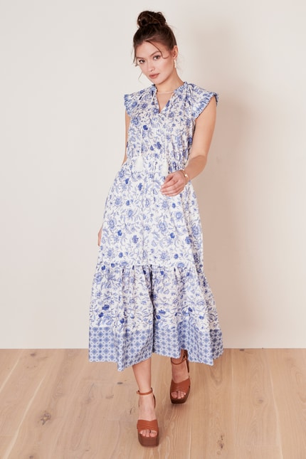 Midi dress with flounce