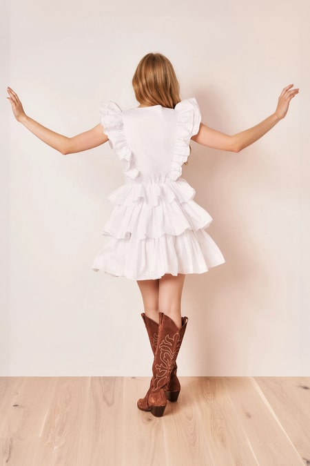 Waisted flounce dress