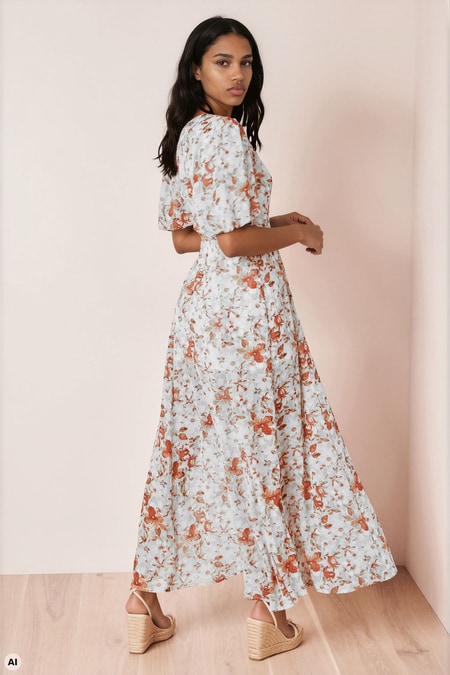 Blumiges Wickelkleid